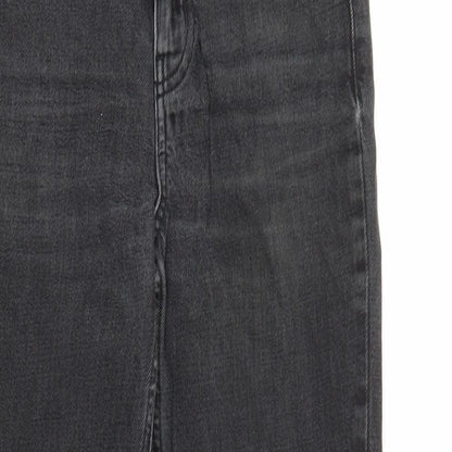 Topshop Womens Black Cotton Straight Jeans Size 28 in L28 in Regular Zip - Pockets