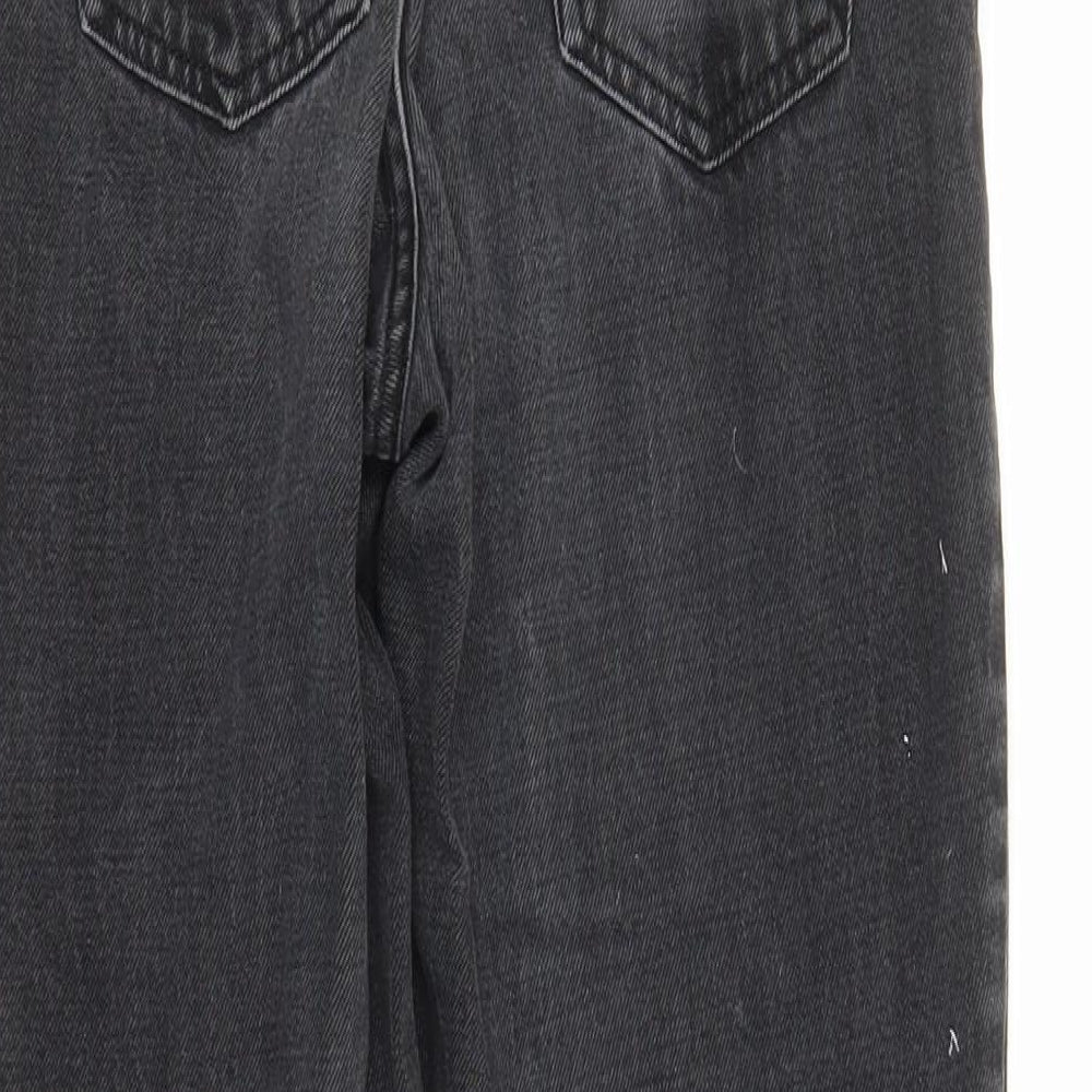 Topshop Womens Black Cotton Straight Jeans Size 28 in L28 in Regular Zip - Pockets