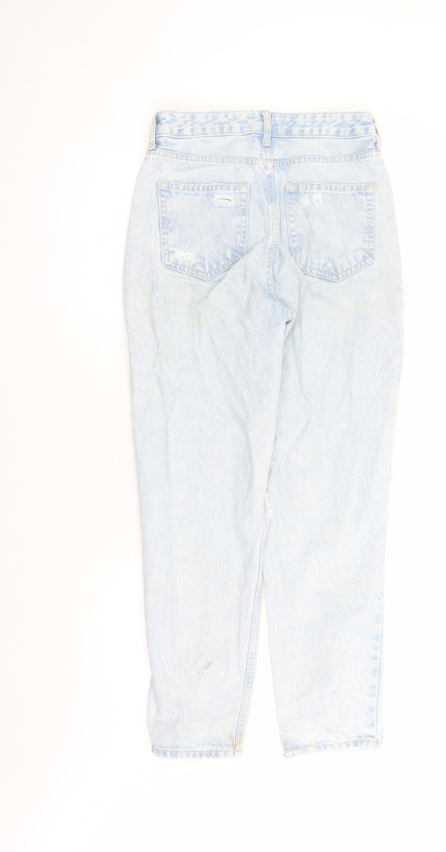 New Look Womens Blue Cotton Mom Jeans Size 6 L27 in Regular Zip - Pockets