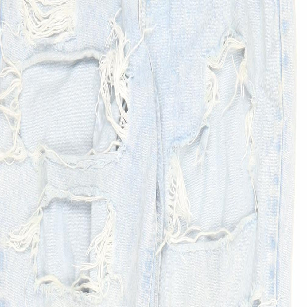 New Look Womens Blue Cotton Mom Jeans Size 6 L27 in Regular Zip - Pockets