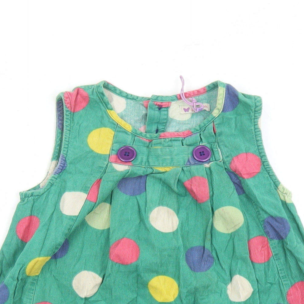 John Lewis Girls Green Polka Dot 100% Cotton A-Line Size 7 Years Round Neck Pullover