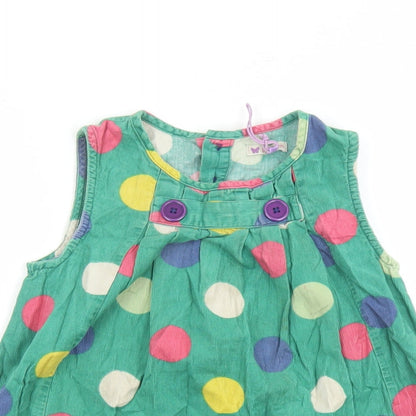 John Lewis Girls Green Polka Dot 100% Cotton A-Line Size 7 Years Round Neck Pullover