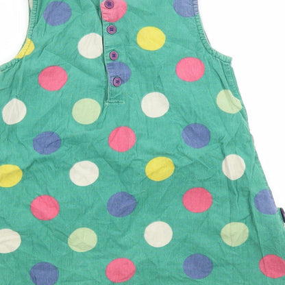 John Lewis Girls Green Polka Dot 100% Cotton A-Line Size 7 Years Round Neck Pullover