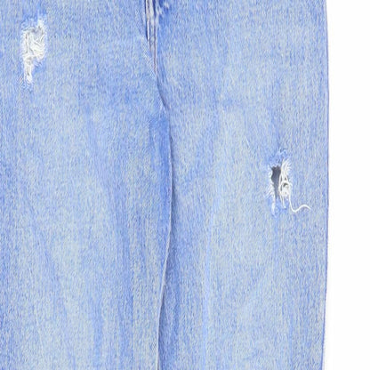 New Look Maternity Girls Blue Cotton Straight Jeans Size 13 Years L27 in Regular Zip - Distressed Look