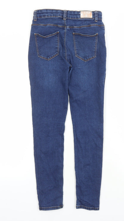 Denim & Co. Girls Blue Cotton Skinny Jeans Size 11-12 Years L23 in Regular Zip - Pockets