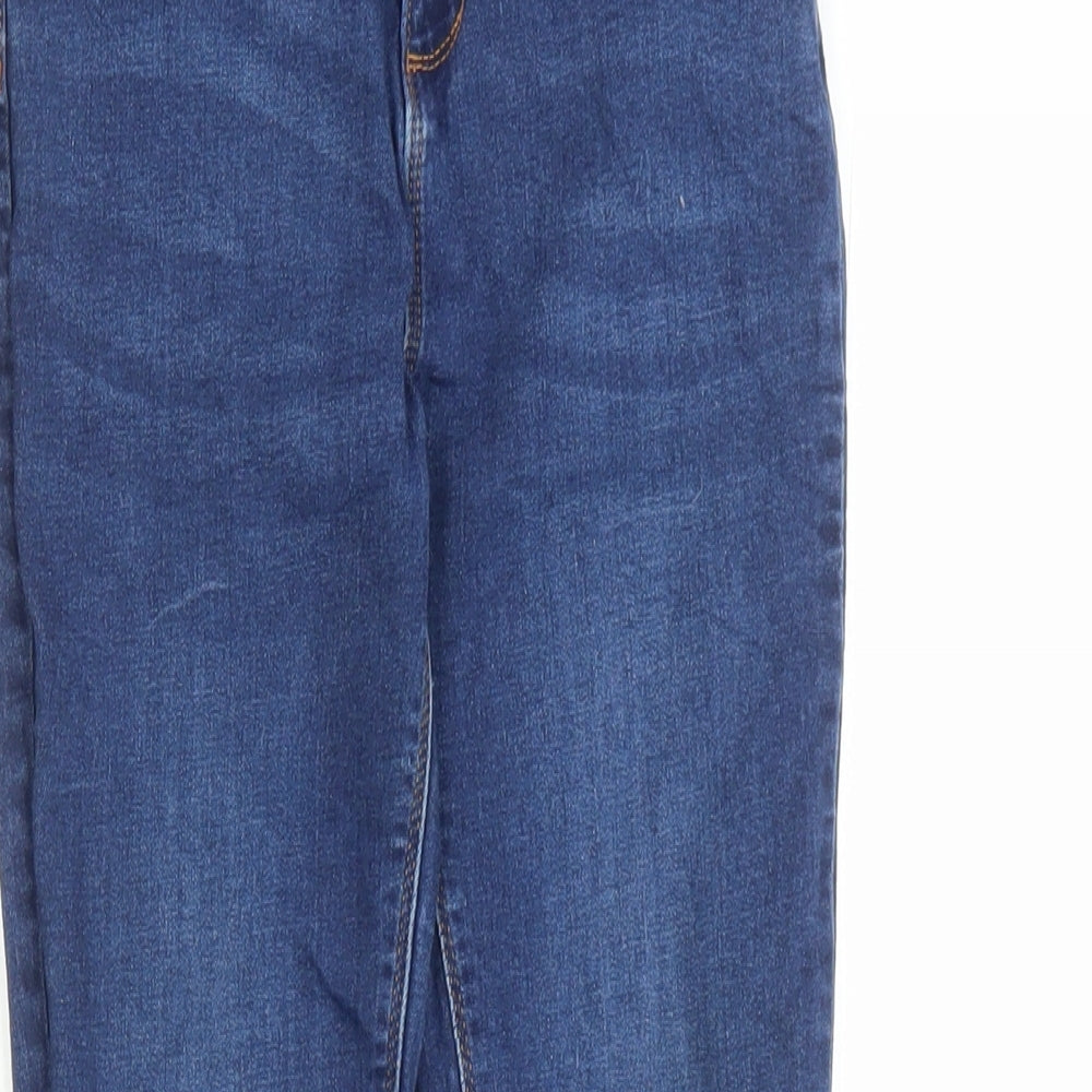 Denim & Co. Girls Blue Cotton Skinny Jeans Size 11-12 Years L23 in Regular Zip - Pockets