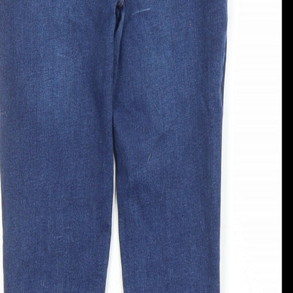 Denim & Co. Girls Blue Cotton Skinny Jeans Size 11-12 Years L23 in Regular Zip - Pockets