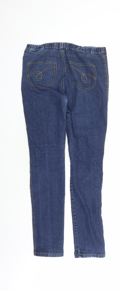 Parisian Womens Blue Cotton Jegging Jeans Size 10 L29 in Regular - Elasticated Waist