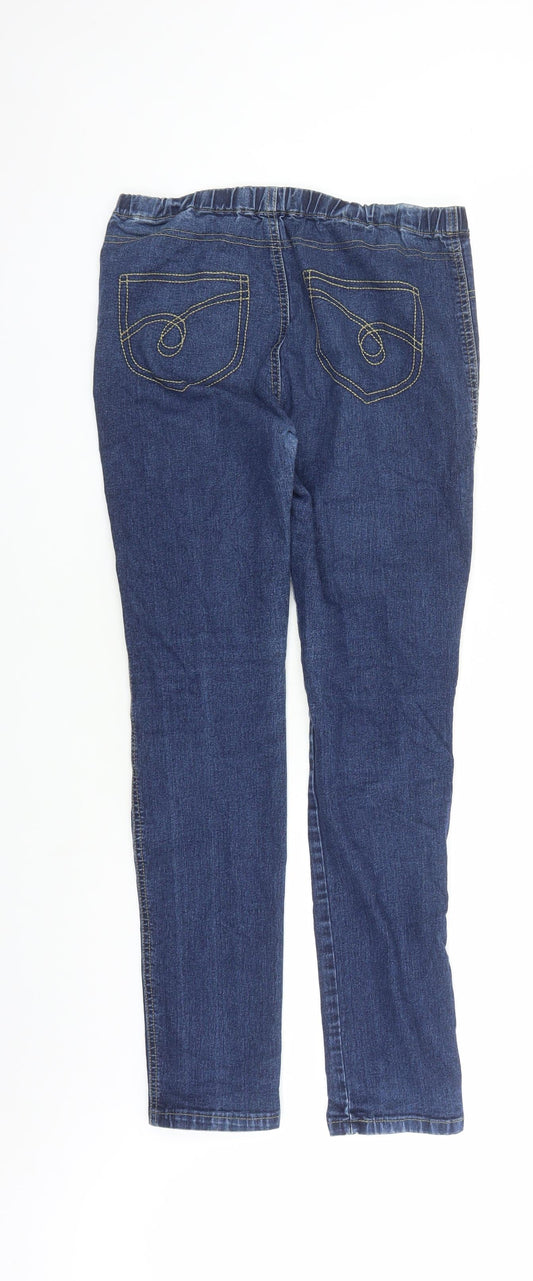Parisian Womens Blue Cotton Jegging Jeans Size 10 L29 in Regular - Elasticated Waist