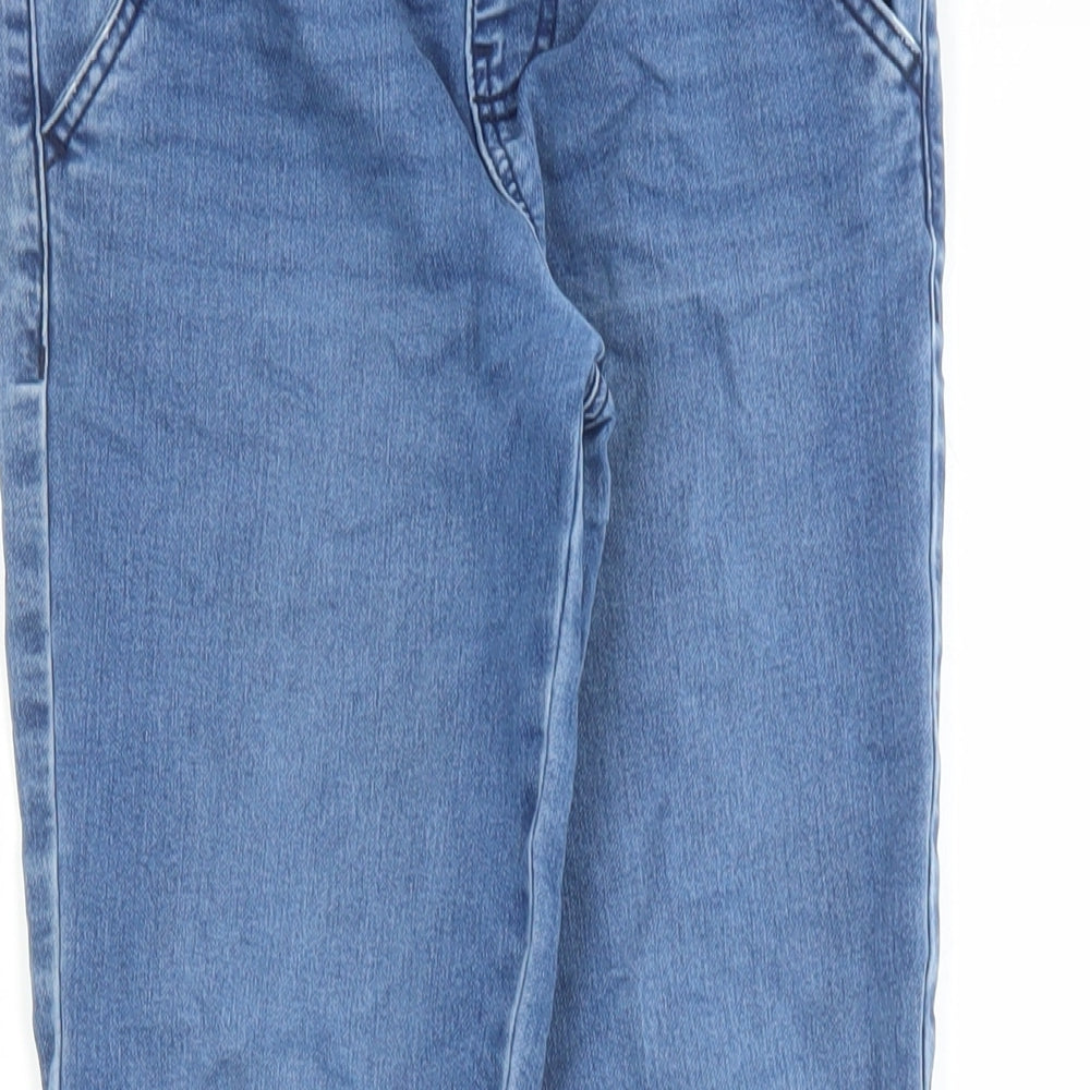 Denim & Co. Girls Blue Cotton Straight Jeans Size 11-12 Years L25 in Slim Drawstring - Elasticated Waist