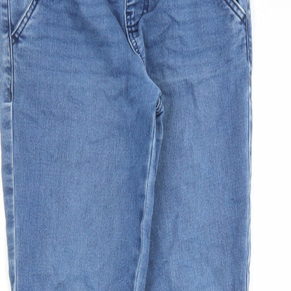 Denim & Co. Girls Blue Cotton Straight Jeans Size 11-12 Years L25 in Slim Drawstring - Elasticated Waist
