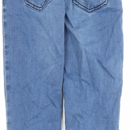 Denim & Co. Girls Blue Cotton Straight Jeans Size 11-12 Years L25 in Slim Drawstring - Elasticated Waist
