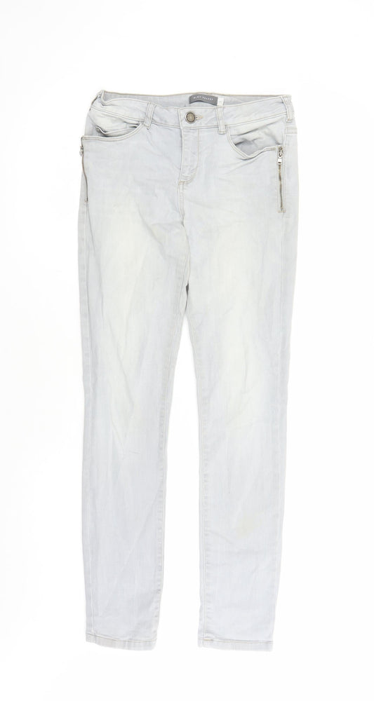 Mint Velvet Womens Grey Cotton Straight Jeans Size 10 L29 in Regular Zip - Pockets