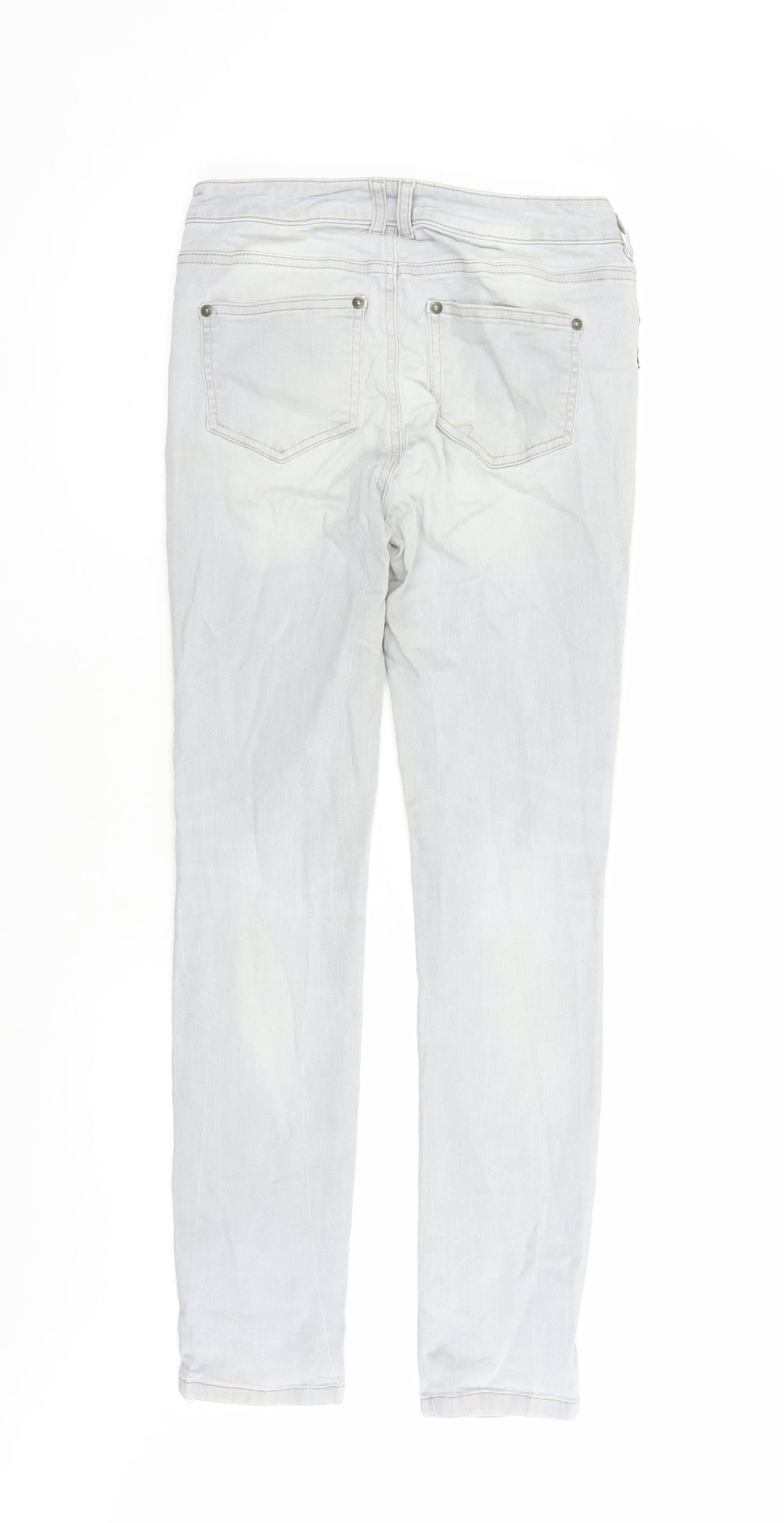 Mint Velvet Womens Grey Cotton Straight Jeans Size 10 L29 in Regular Zip - Pockets