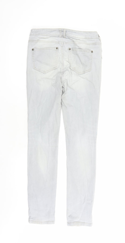 Mint Velvet Womens Grey Cotton Straight Jeans Size 10 L29 in Regular Zip - Pockets