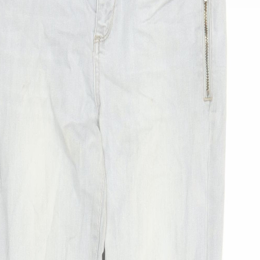 Mint Velvet Womens Grey Cotton Straight Jeans Size 10 L29 in Regular Zip - Pockets