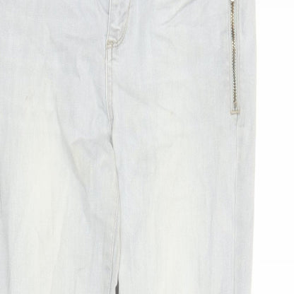 Mint Velvet Womens Grey Cotton Straight Jeans Size 10 L29 in Regular Zip - Pockets