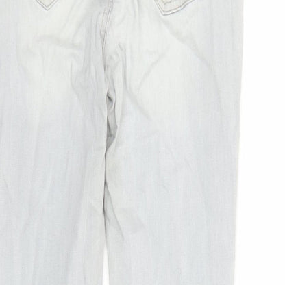 Mint Velvet Womens Grey Cotton Straight Jeans Size 10 L29 in Regular Zip - Pockets