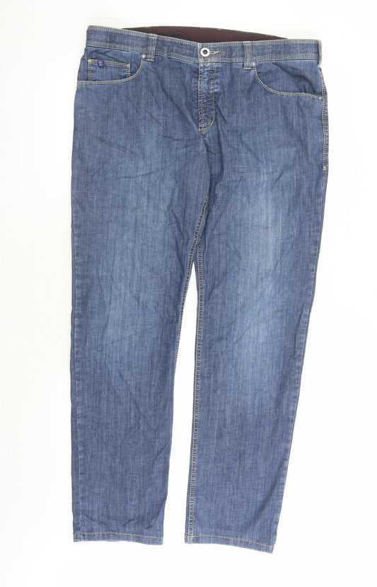 Beat Mens Blue Cotton Straight Jeans Size 38 in L30 in Regular Zip - Pockets