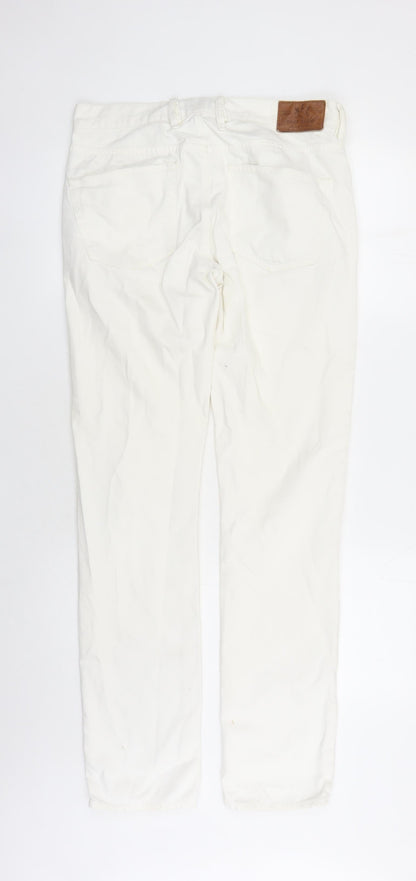 Mens UK Size 30 in river is Slim Fit Straight White Jeans