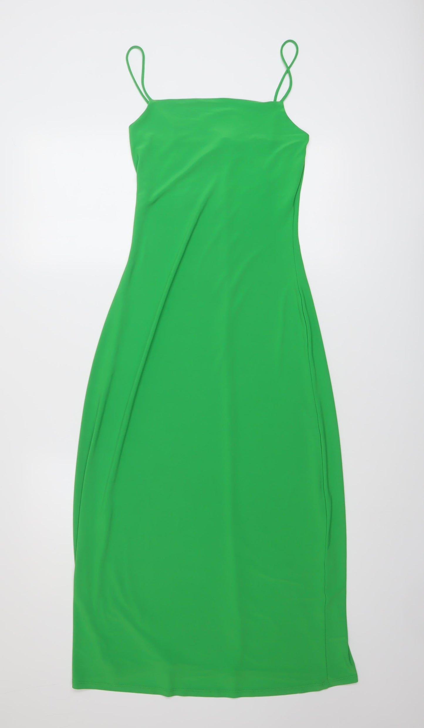 Zara Womens Green Polyester Bodycon Size S Square Neck Pullover