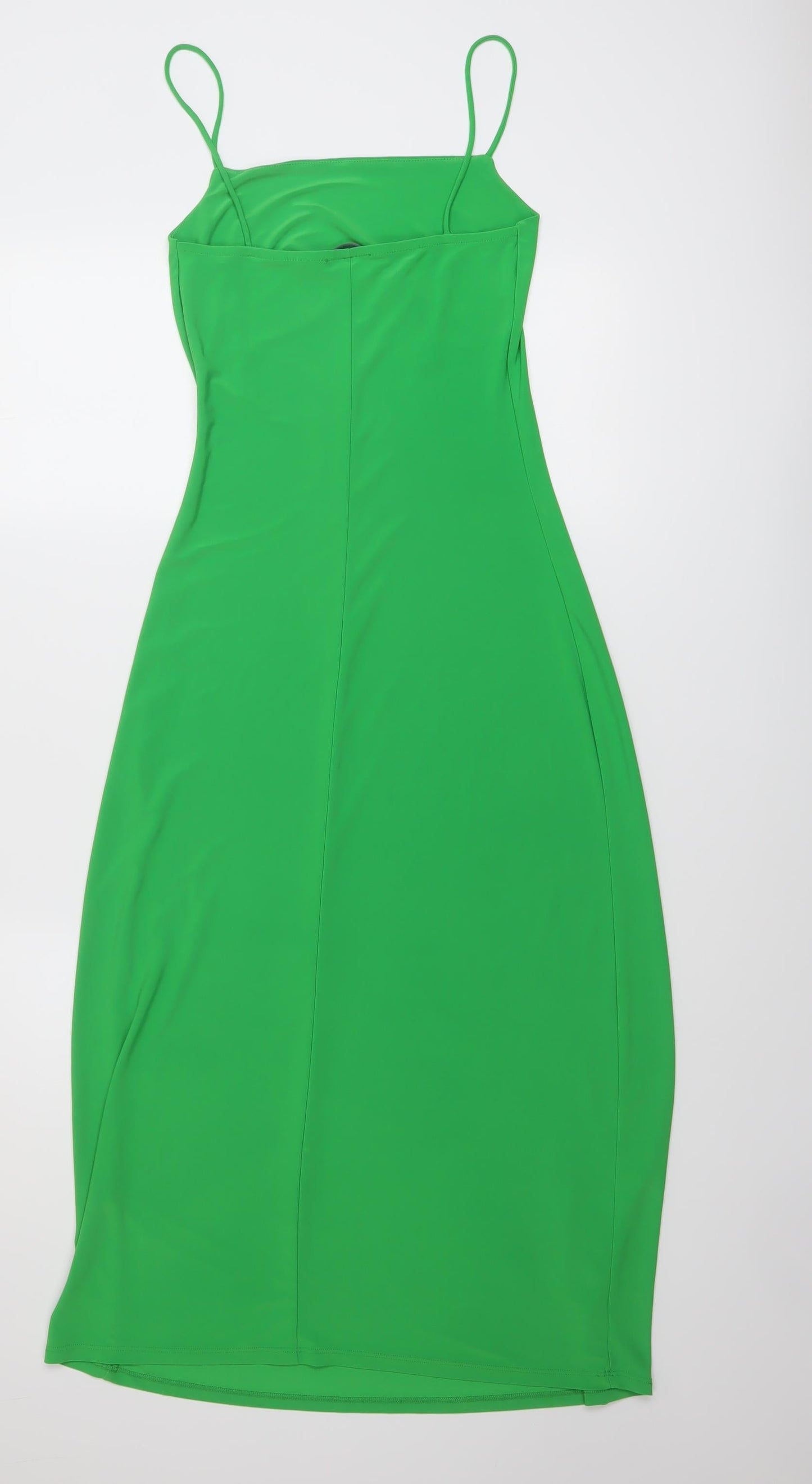 Zara Womens Green Polyester Bodycon Size S Square Neck Pullover