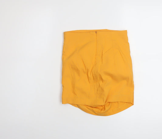 Bershka Womens Orange Cotton Basic T-Shirt Size XS Off the Shoulder