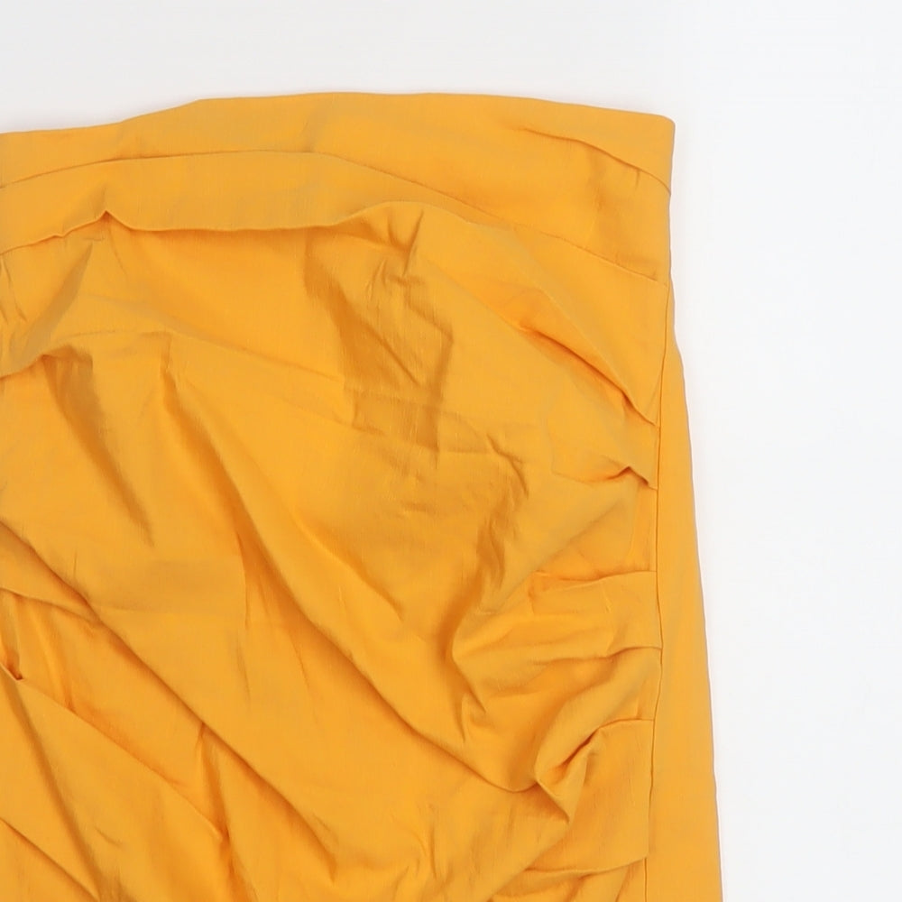 Bershka Womens Orange Cotton Basic T-Shirt Size XS Off the Shoulder