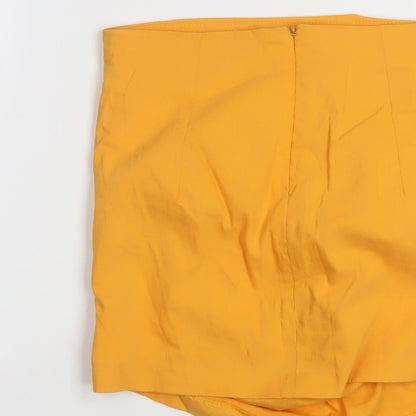 Bershka Womens Orange Cotton Basic T-Shirt Size XS Off the Shoulder