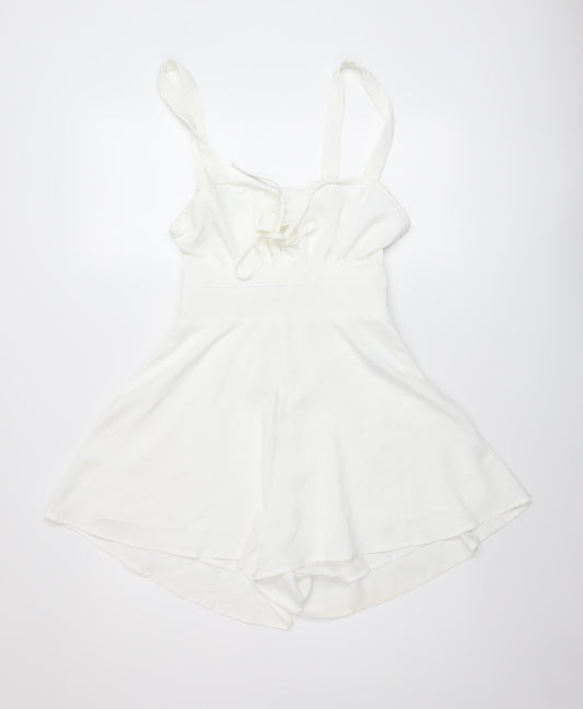 CIDER Womens Ivory Polyester Playsuit One-Piece Size S Zip