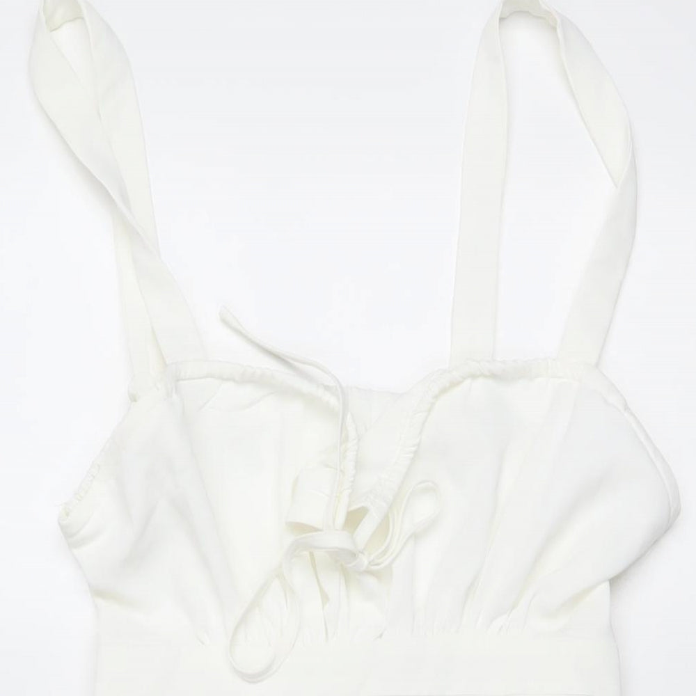 CIDER Womens Ivory Polyester Playsuit One-Piece Size S Zip