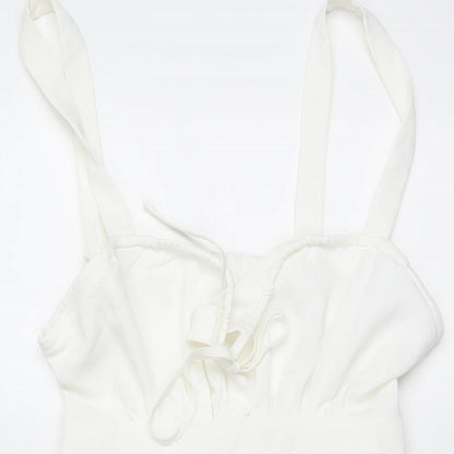 CIDER Womens Ivory Polyester Playsuit One-Piece Size S Zip