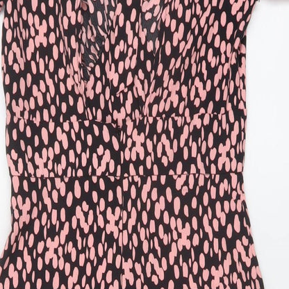 Miss Selfridge Womens Pink Geometric Polyester A-Line Size 6 V-Neck Tie