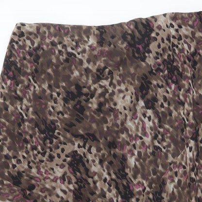 Marks and Spencer Womens Brown Geometric Polyester A-Line Skirt Size 14