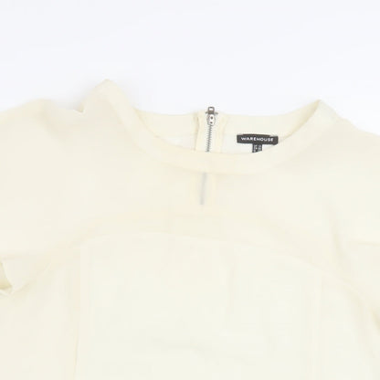 Womens UK Size 12 Warehouse Ivory Basic Blouse
