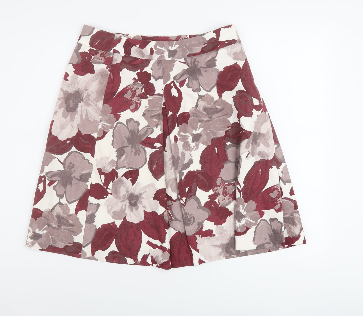 H&M Womens Pink Floral Polyester A-Line Skirt Size 12 Button