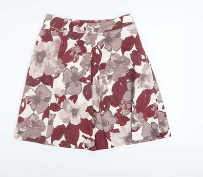 H&M Womens Pink Floral Polyester A-Line Skirt Size 12 Button