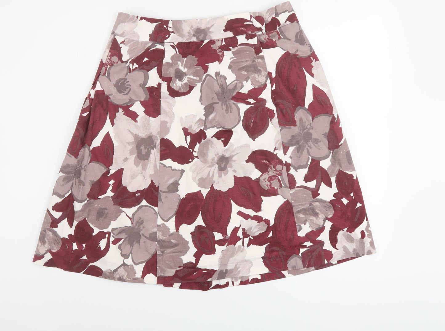 H&M Womens Pink Floral Polyester A-Line Skirt Size 12 Button