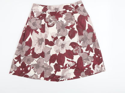 H&M Womens Pink Floral Polyester A-Line Skirt Size 12 Button