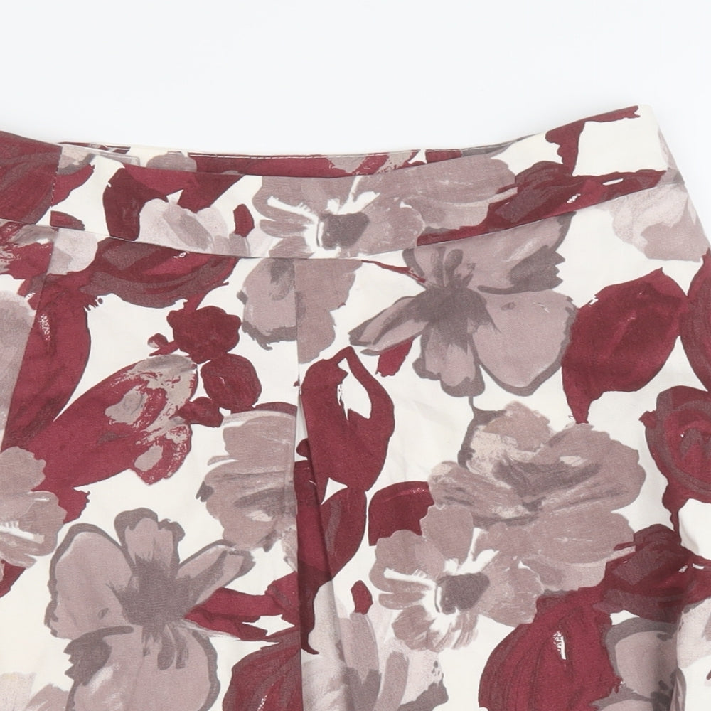 H&M Womens Pink Floral Polyester A-Line Skirt Size 12 Button