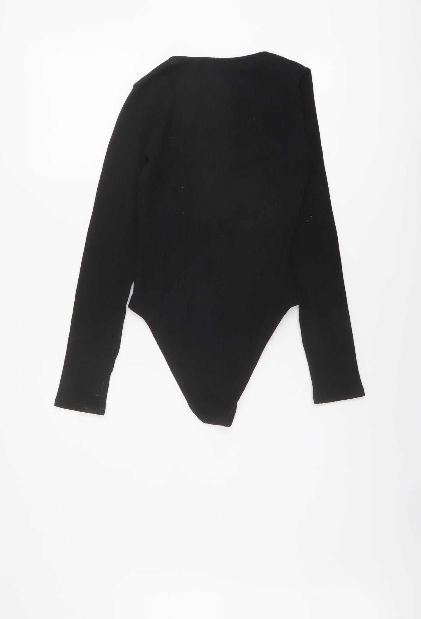 Zara Womens Black Polyester Bodysuit One-Piece Size S Snap