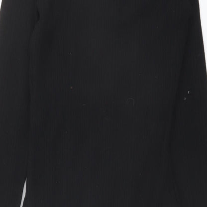 Zara Womens Black Polyester Bodysuit One-Piece Size S Snap