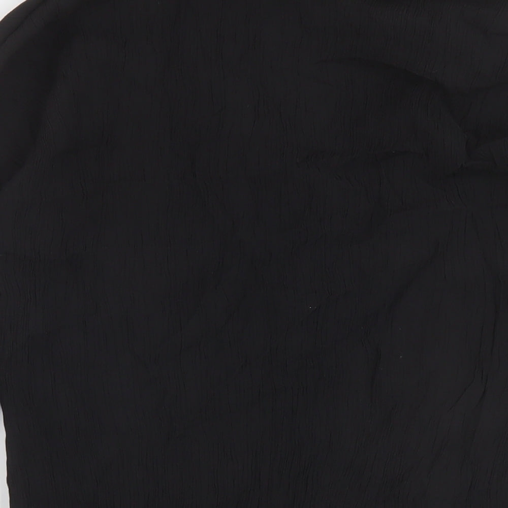 Boohoo Womens Black Viscose Basic Blouse Size 12 Collared