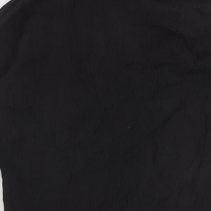 Boohoo Womens Black Viscose Basic Blouse Size 12 Collared