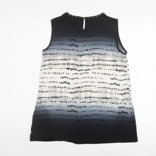 Olsen Womens Green Geometric Viscose Basic Tank Size 14 Round Neck