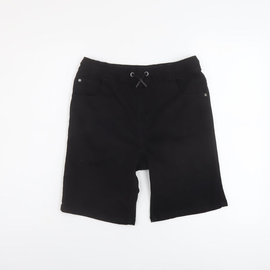 George Boys Black Cotton Bermuda Shorts Size 14-15 Years Regular Drawstring