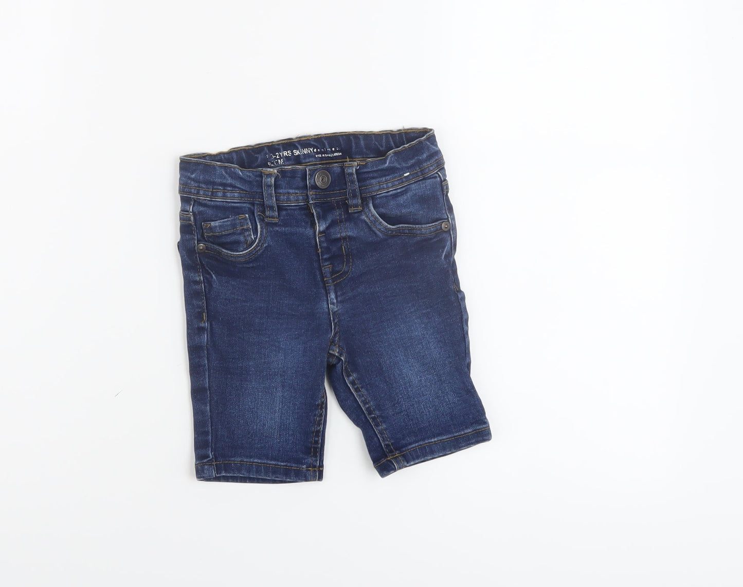 Denim & Co. Boys Blue Cotton Bermuda Shorts Size 2 Years Regular Zip