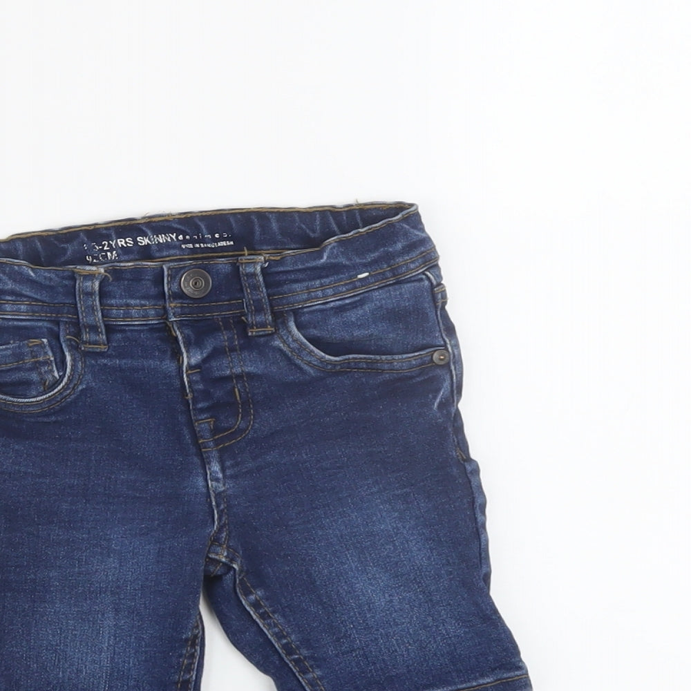 Denim & Co. Boys Blue Cotton Bermuda Shorts Size 2 Years Regular Zip