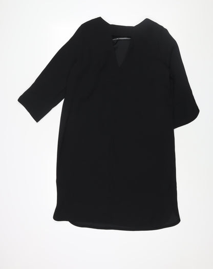 Marks and Spencer Womens Black Polyester Shift Size 12 Round Neck Pullover