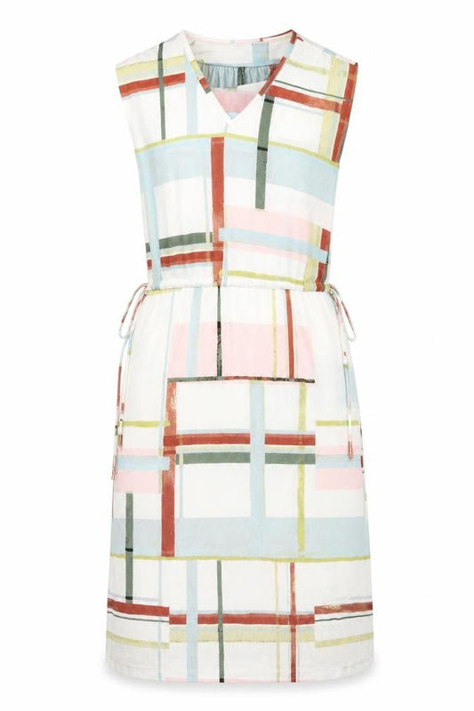 NEXT Womens Multicoloured Geometric Polyester Shift Size 8 V-Neck Pullover - Drawstring Waist